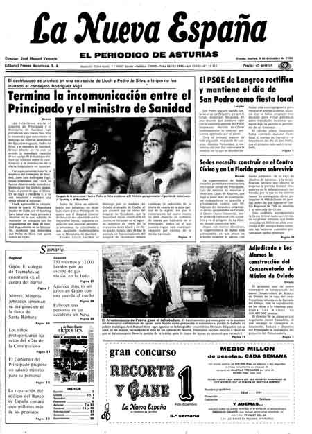 Portada Martes 4 de Diciembre de 1984