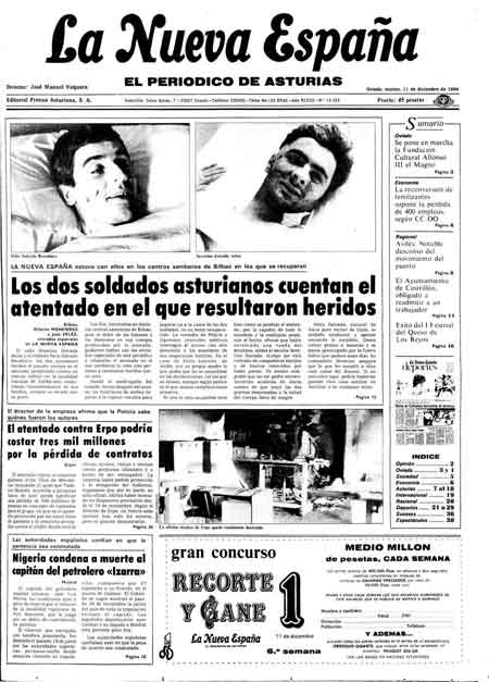 Portada Martes 11 de Diciembre de 1984