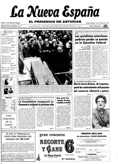 Portada Domingo 16 de Diciembre de 1984