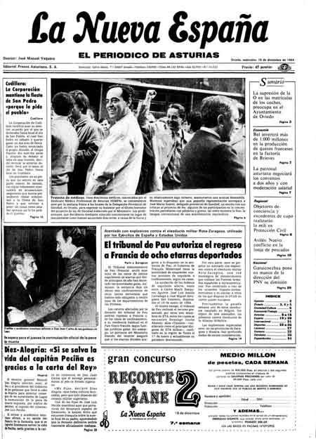Portada Miércoles 19 de Diciembre de 1984