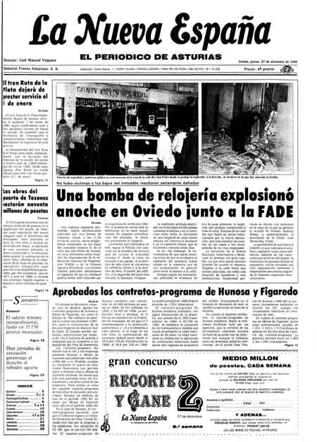 Portada Jueves 27 de Diciembre de 1984