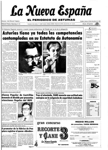 Portada Viernes 28 de Diciembre de 1984
