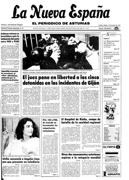 Portada Sábado 12 de  de 1985