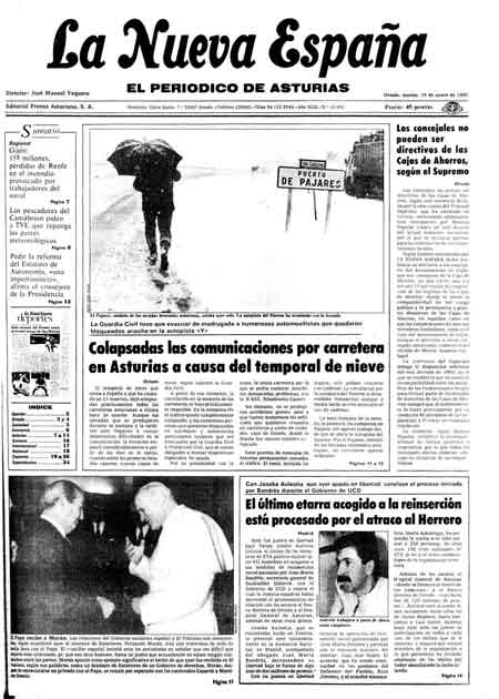 Portada Martes 15 de  de 1985