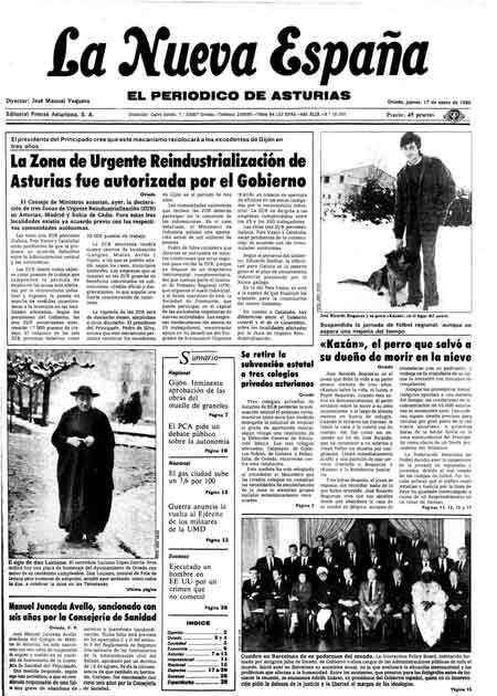 Portada Jueves 17 de  de 1985