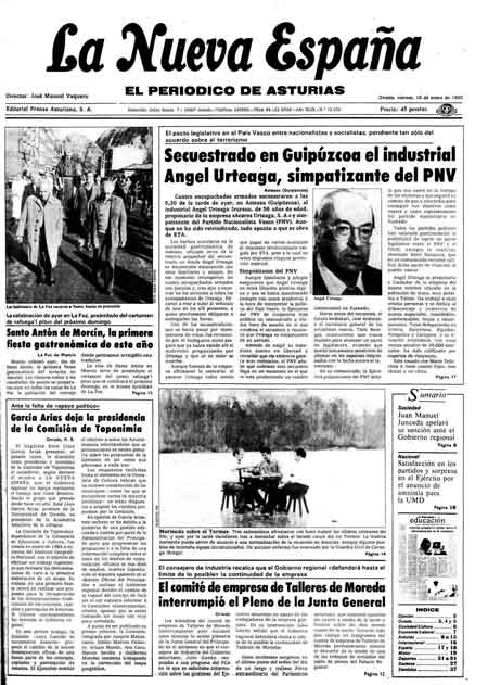 Portada Viernes 18 de  de 1985