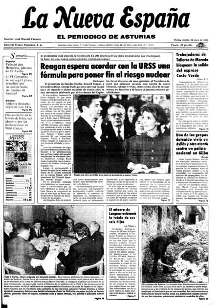 Portada Martes 22 de  de 1985