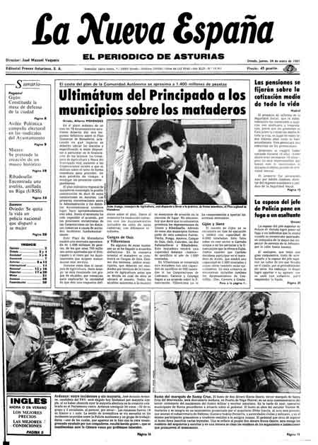 Portada Jueves 24 de  de 1985