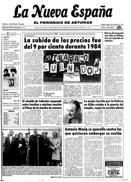 Portada Sábado 26 de  de 1985