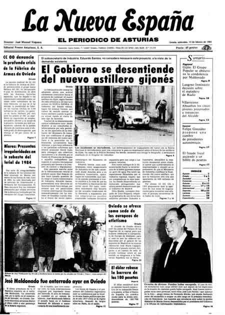 Portada Miércoles 13 de  de 1985