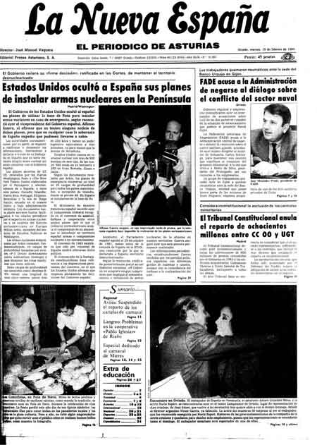 Portada Viernes 15 de  de 1985