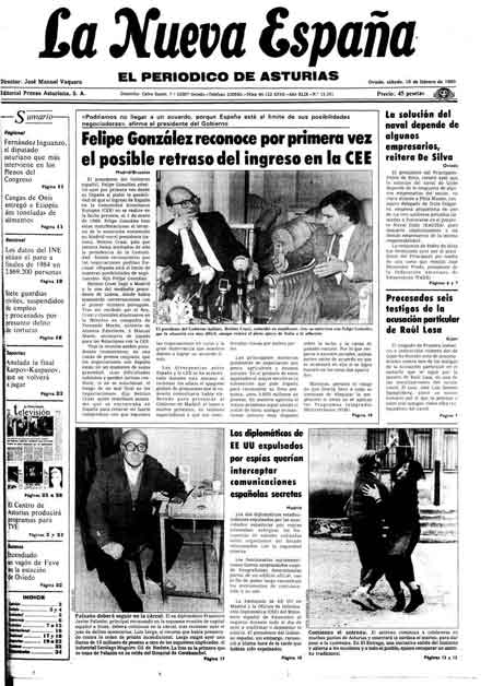 Portada Sábado 16 de  de 1985