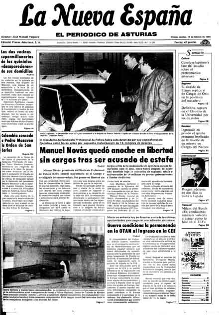 Portada Martes 19 de  de 1985