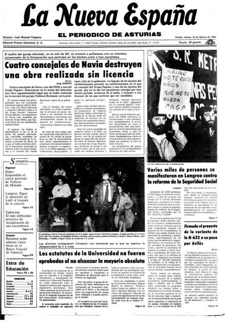 Portada Viernes 22 de  de 1985