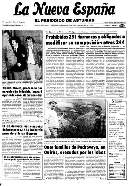 Portada Sábado 2 de  de 1985