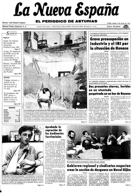 Portada Martes 5 de  de 1985