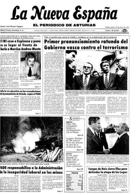 Portada Jueves 14 de  de 1985