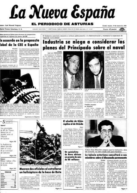 Portada Martes 19 de  de 1985