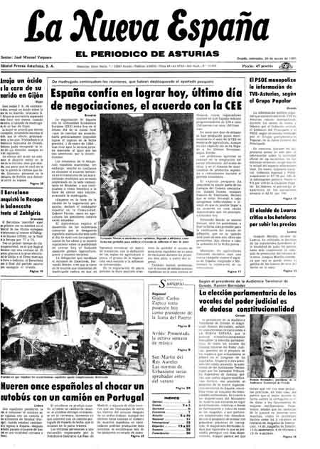 Portada Miércoles 20 de  de 1985