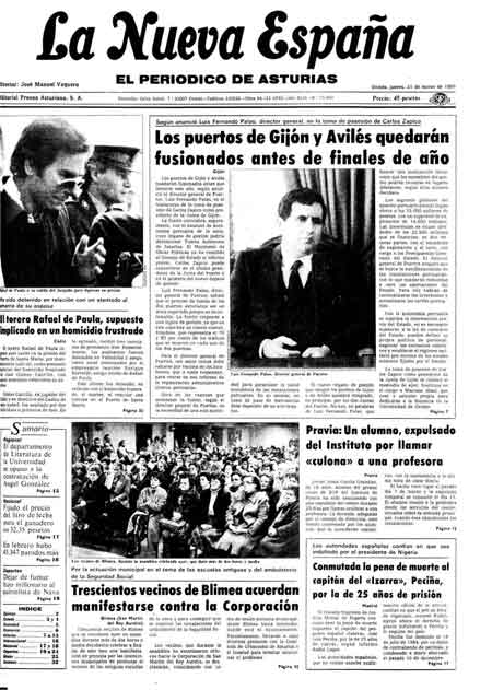 Portada Jueves 21 de  de 1985