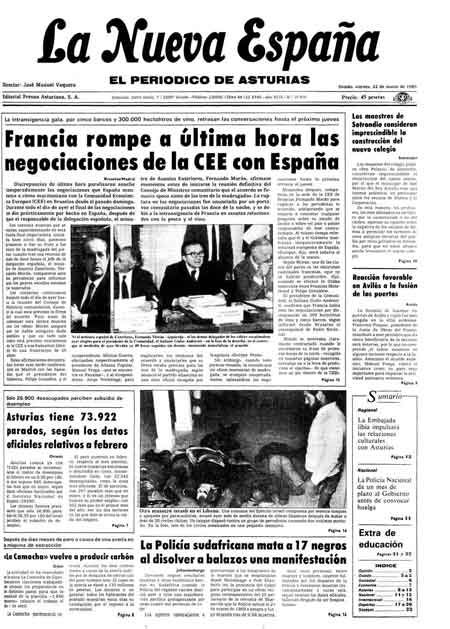 Portada Viernes 22 de  de 1985
