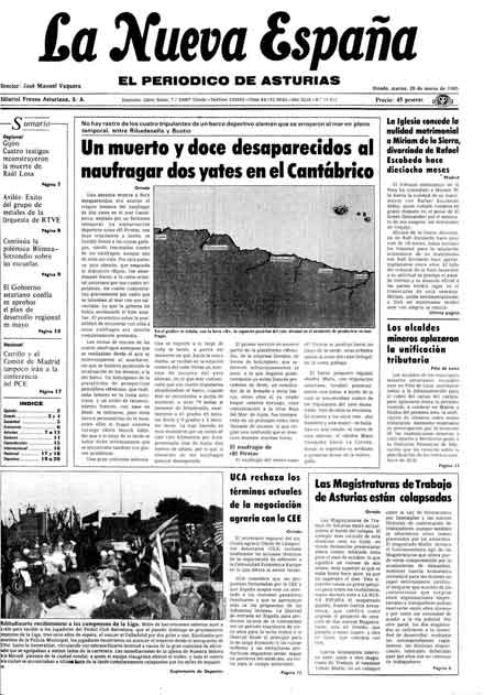 Portada Martes 26 de  de 1985