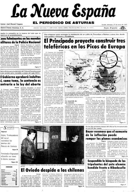Portada Miércoles 27 de  de 1985