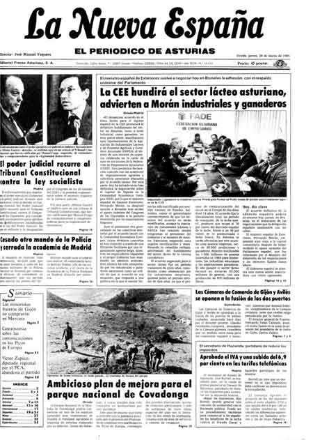 Portada Jueves 28 de  de 1985