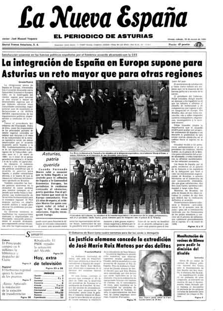 Portada Sábado 30 de  de 1985