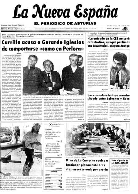 Portada Martes 2 de  de 1985