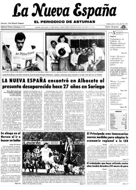 Portada Jueves 4 de  de 1985