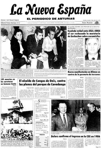 Portada Martes 9 de  de 1985