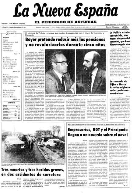 Portada Miércoles 10 de  de 1985