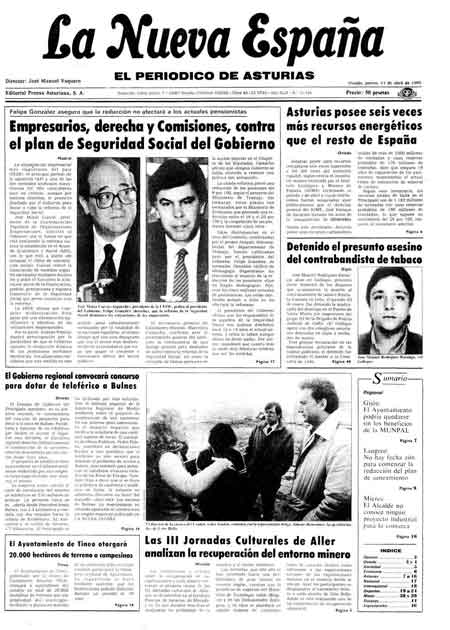 Portada Jueves 11 de  de 1985