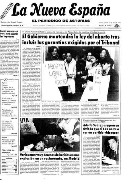 Portada Sábado 13 de  de 1985