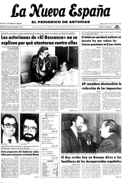 Portada Martes 16 de  de 1985