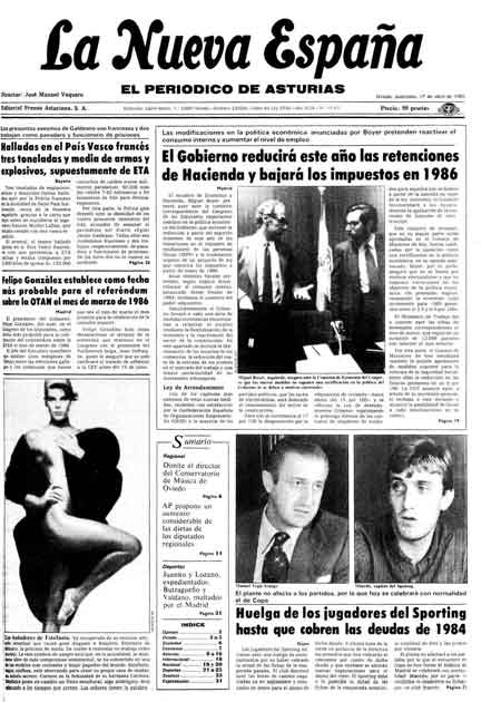 Portada Miércoles 17 de  de 1985