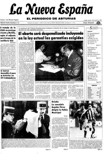 Portada Jueves 18 de  de 1985