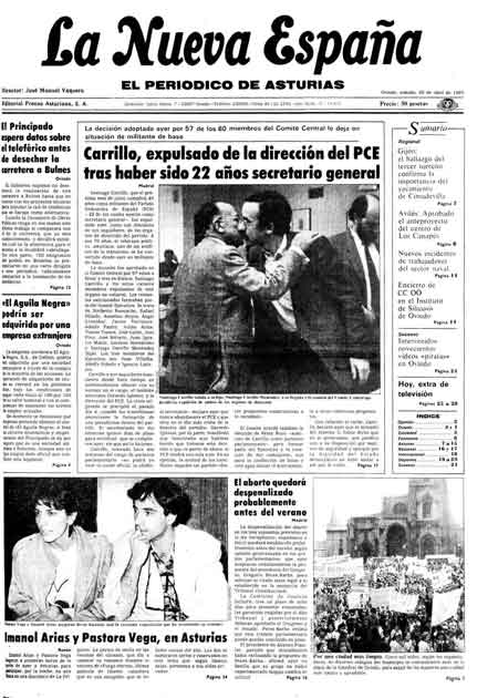 Portada Sábado 20 de  de 1985