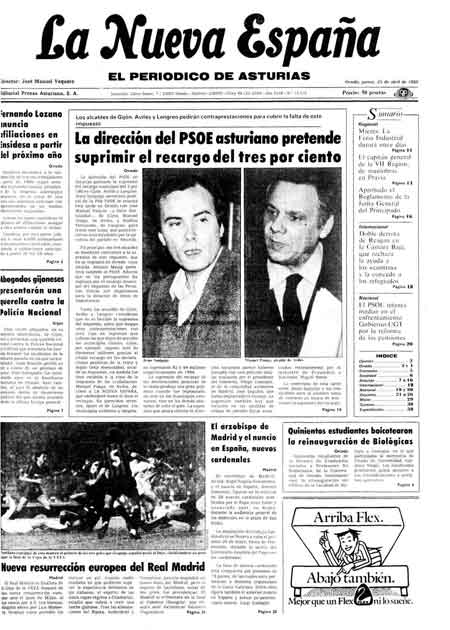 Portada Jueves 25 de  de 1985