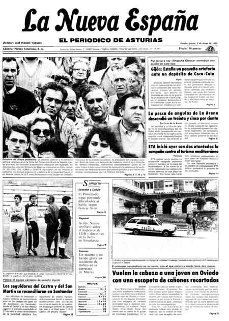 Portada Jueves 2 de  de 1985