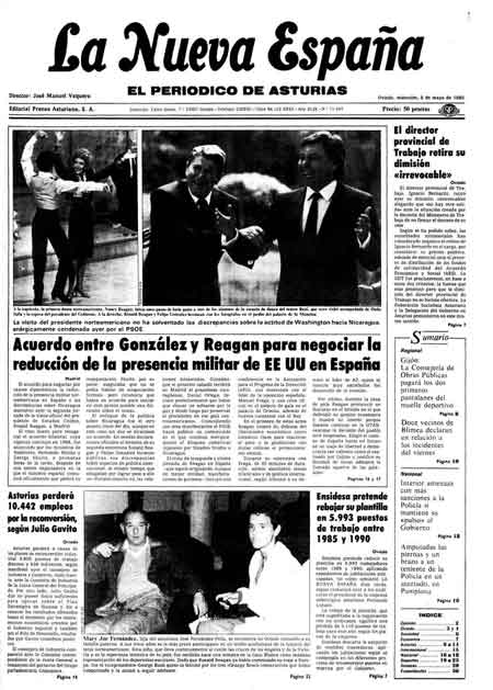 Portada Miércoles 8 de  de 1985