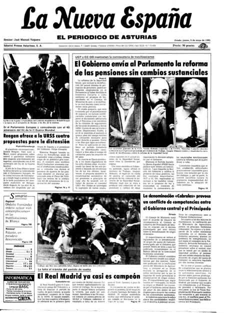 Portada Jueves 9 de  de 1985