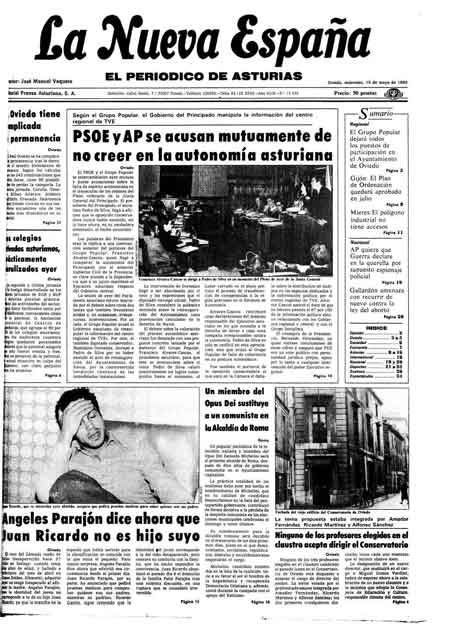 Portada Miércoles 15 de  de 1985