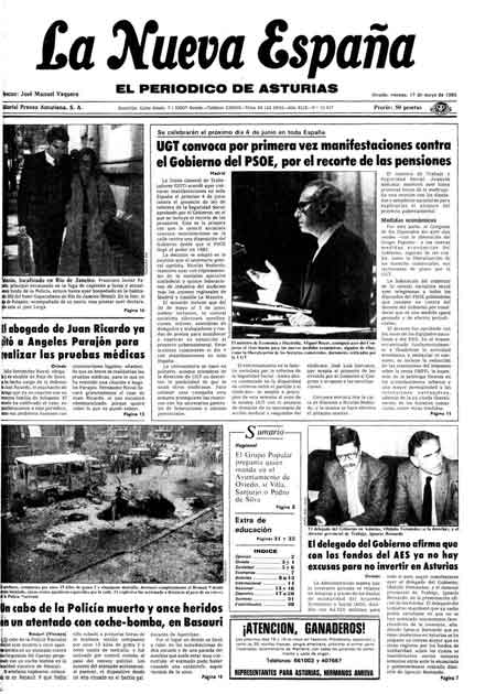 Portada Viernes 17 de  de 1985