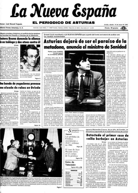 Portada Sábado 18 de  de 1985