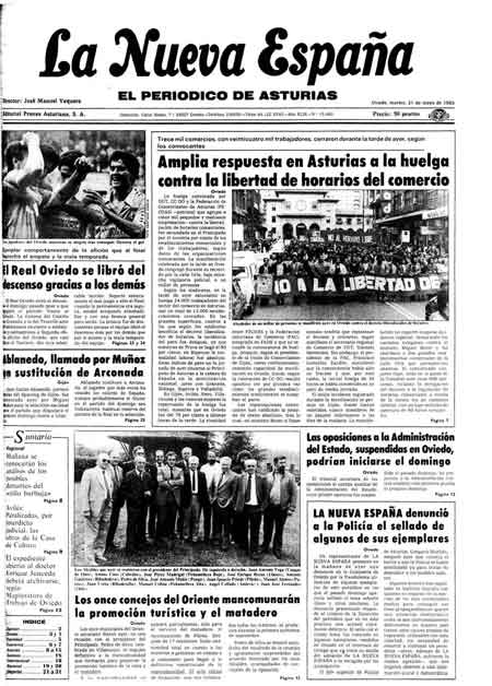 Portada Martes 21 de  de 1985