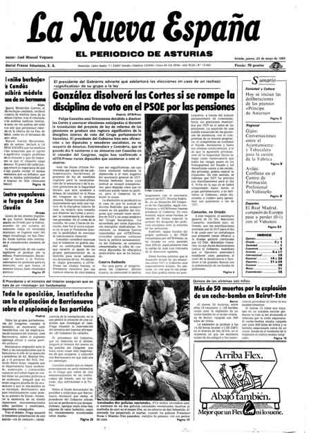 Portada Jueves 23 de  de 1985