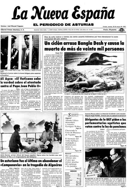 Portada Martes 28 de  de 1985
