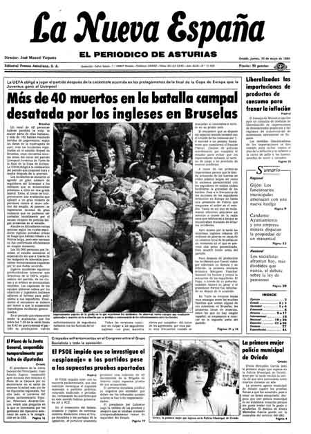 Portada Jueves 30 de  de 1985